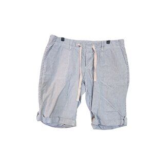 Eddie Bauer Blue & White Striped Drawstring Shorts Pockets Mens Size 10P Cotton